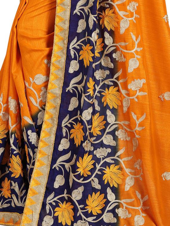 floral embroidered saree with blouse - 16404334 - Standard Image - 3