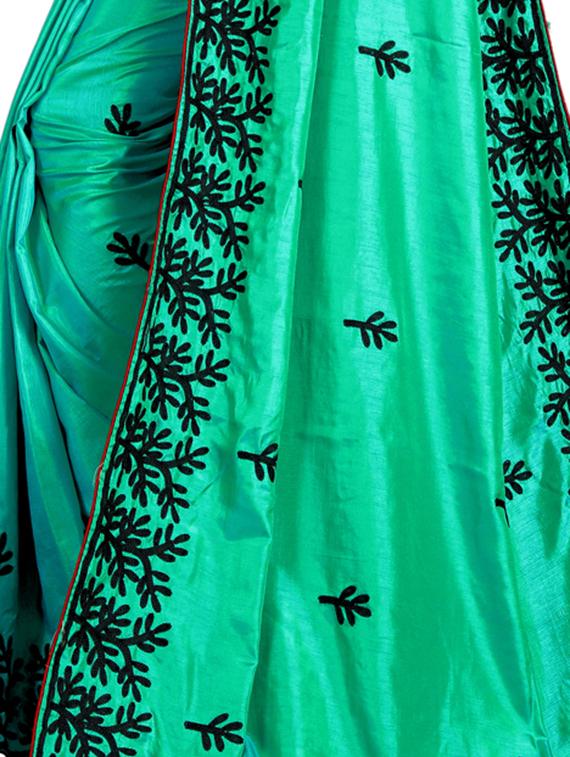 contrast dori embroidered saree with blouse - 16404338 - Standard Image - 3