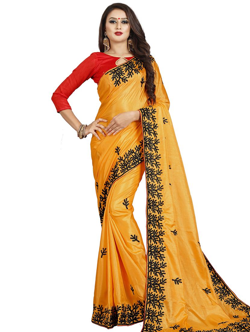 contrast dori embroidered saree with blouse - 16404339 - Zoom Image - 0