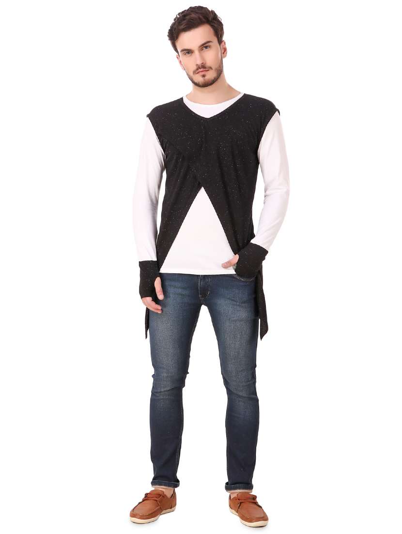 black cut & sew thumb hole t-shirt - 16406279 -  Standard Image - 3