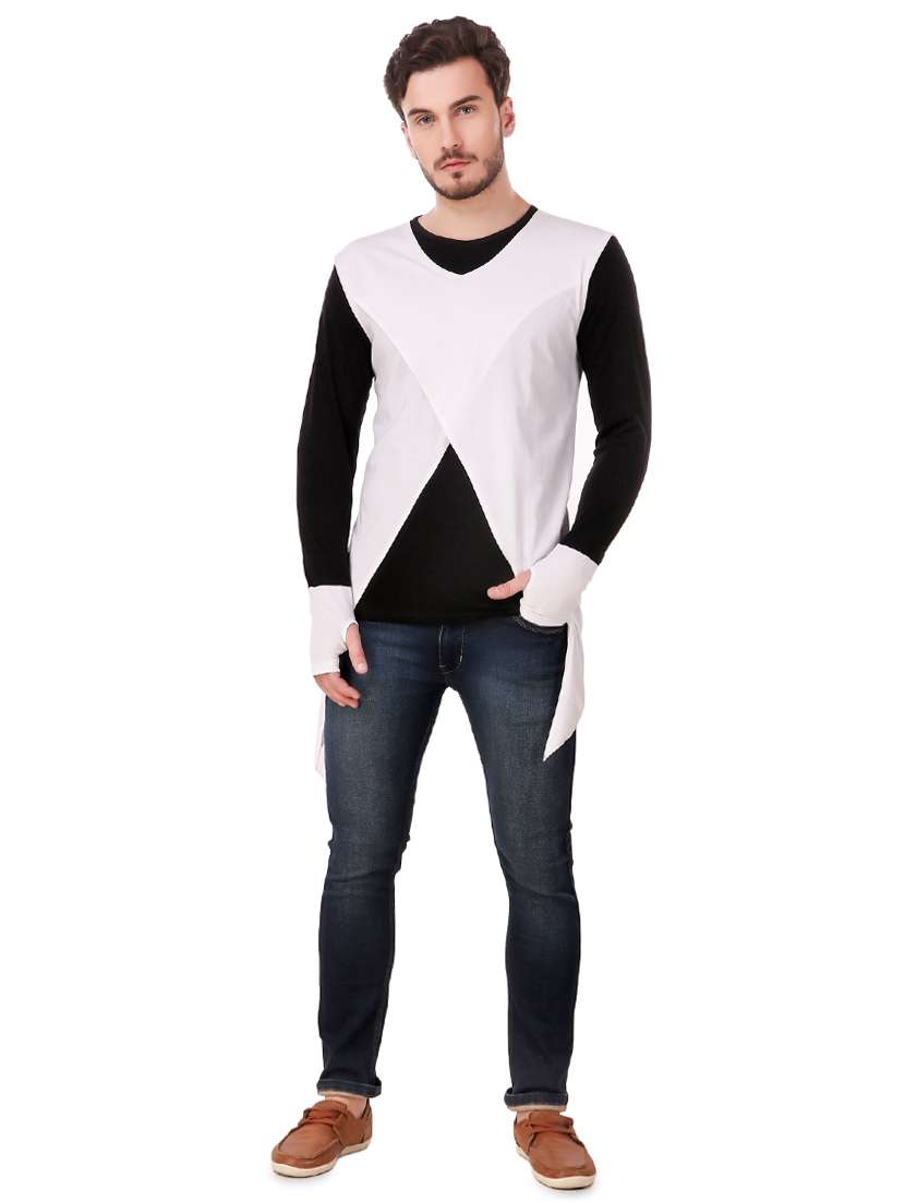 white cut & sew thumb hole t-shirt - 16406282 - Standard Image - 3