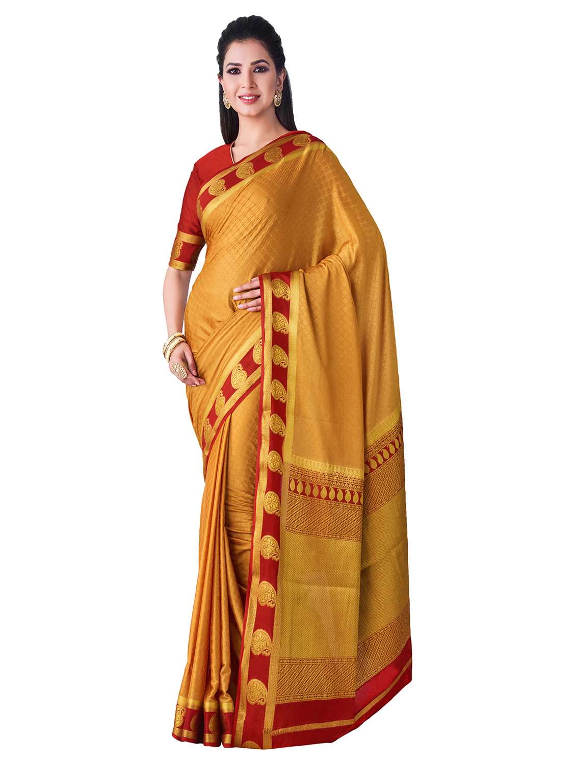 self-design mysore silk saree