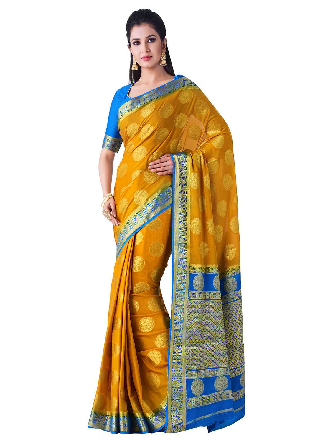 self-design mysore silk saree