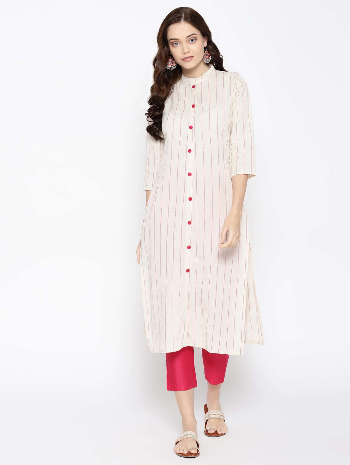 striped printed straight kurta