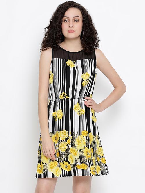 sheer panel floral a-line dress - 16406948 - Standard Image - 0