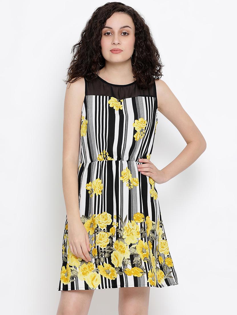 sheer panel floral a-line dress - 16406948 - Zoom Image - 0