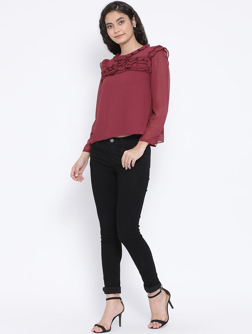 ruffle detail solid top - 16407002 - Standard Image - 3
