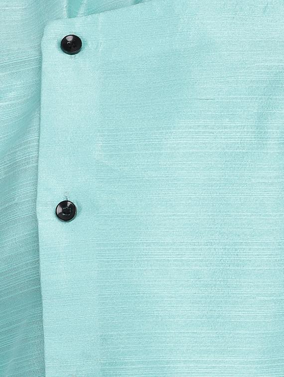 light blue dupion long kurta - 16408979 - Standard Image - 3