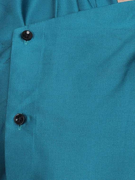 blue dupion long kurta - 16408980 - Standard Image - 3