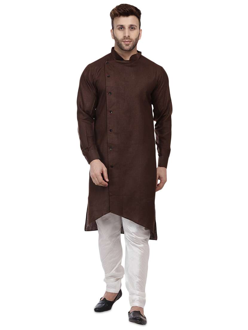 brown dupion long kurta - 16408987 - Zoom Image - 0
