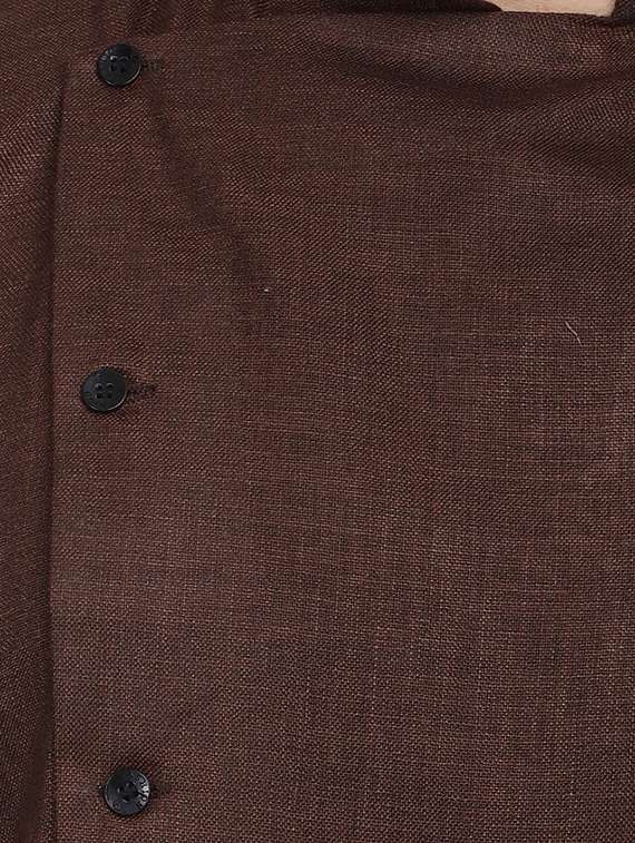 brown dupion long kurta - 16408987 - Standard Image - 3
