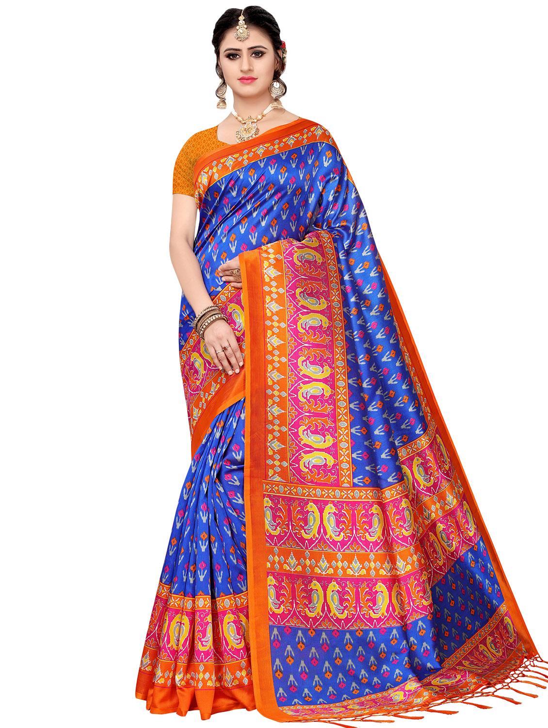 ikat printed mysore silk saree with blouse - 16410041 -  Zoom Image - 0