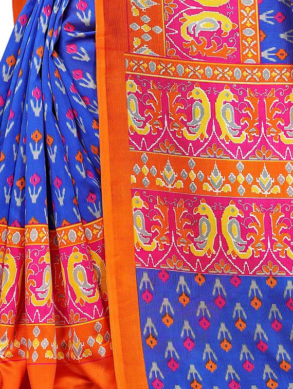 ikat printed mysore silk saree with blouse - 16410041 - Standard Image - 3