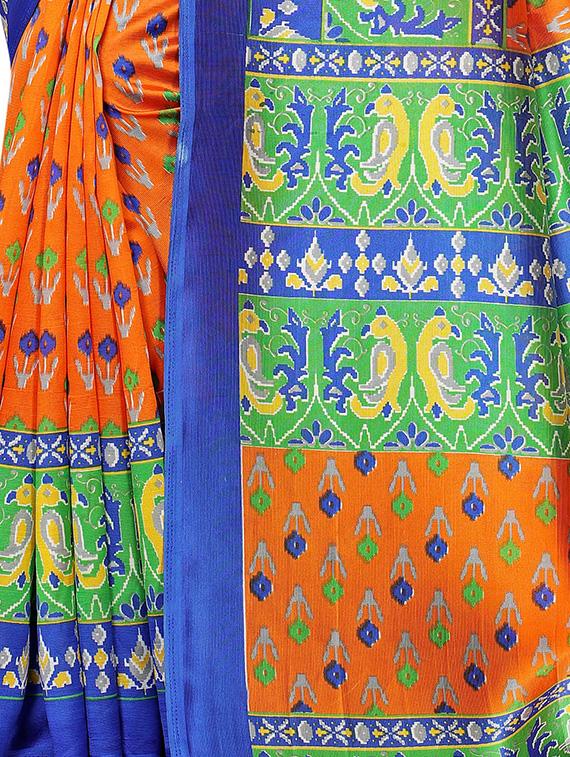ikat printed mysore silk saree with blouse - 16410042 - Standard Image - 3