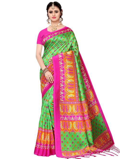 ikat printed mysore silk saree with blouse - 16410043 -  Standard Image - 0