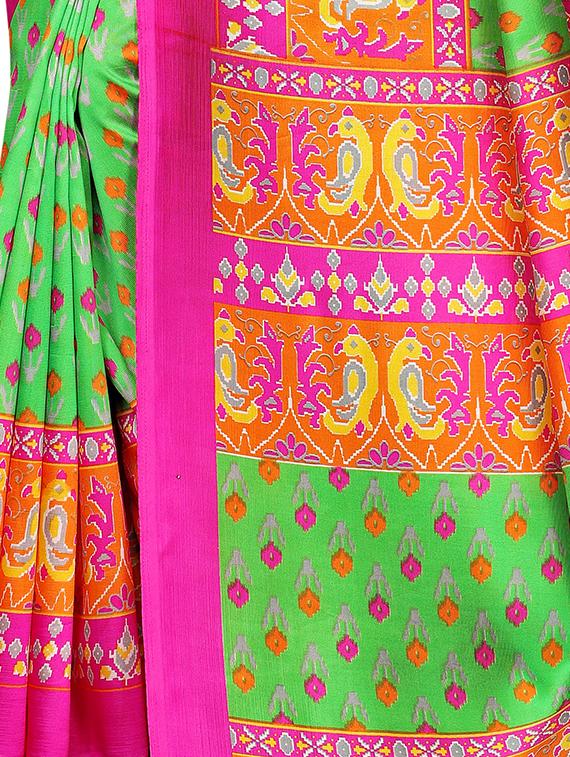 ikat printed mysore silk saree with blouse - 16410043 - Standard Image - 3