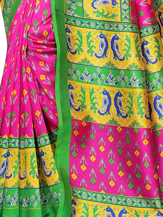 ikat printed mysore silk saree with blouse - 16410044 - Standard Image - 3
