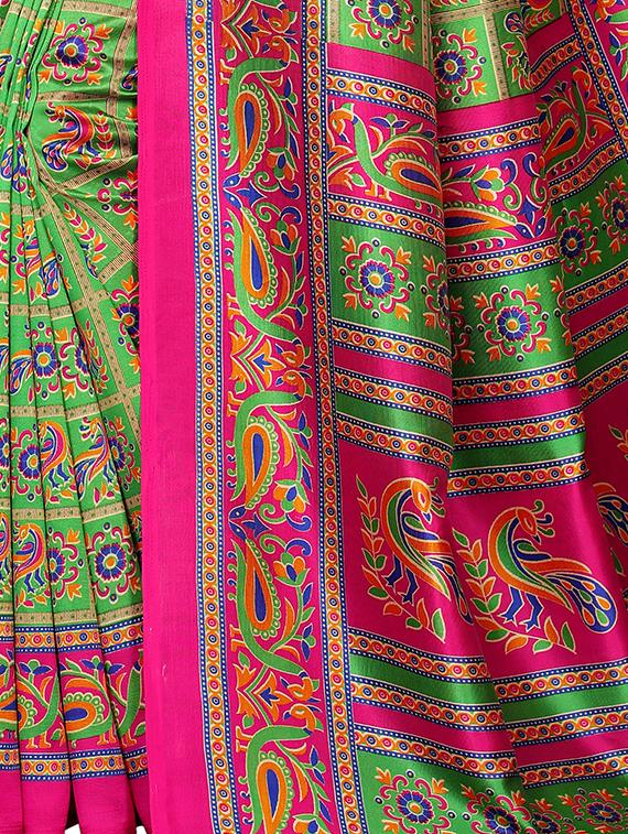 ethnic motifs printed mysore silk saree with blouse - 16410045 - Standard Image - 3