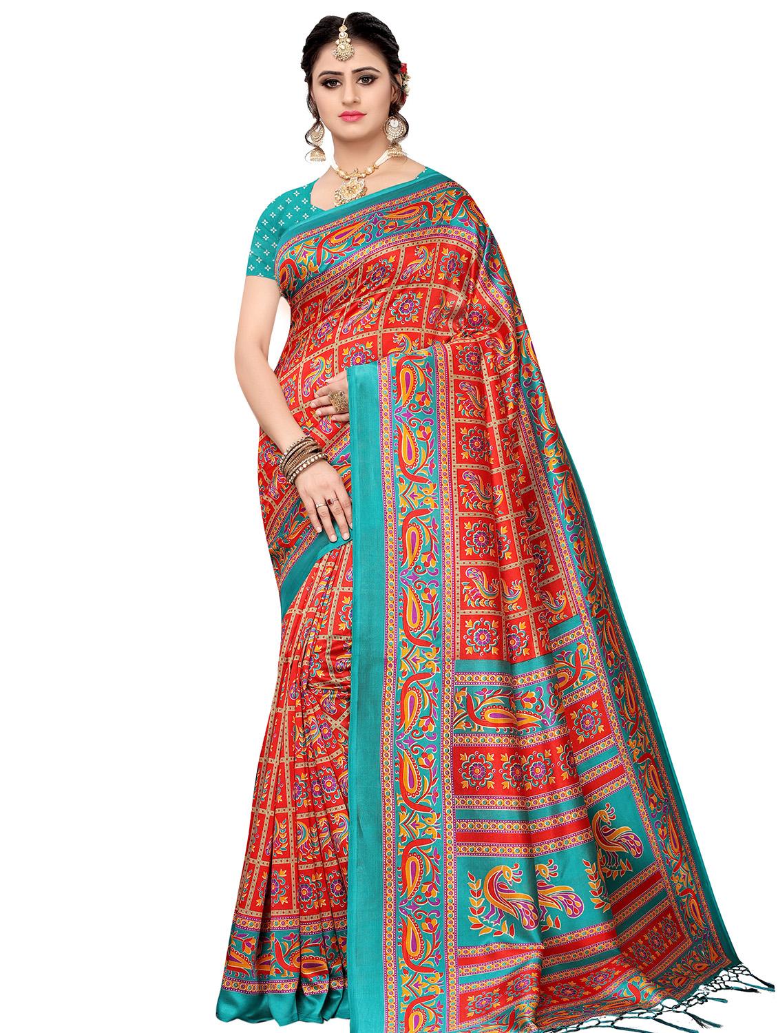 ethnic motifs printed mysore silk saree with blouse - 16410048 -  Zoom Image - 0