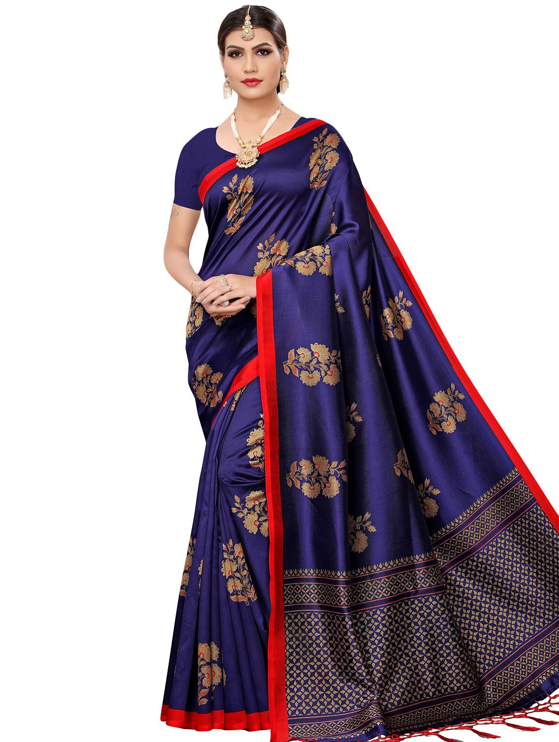 floral printed mysore silk saree with blouse - 16410049 -  Zoom Image - 0