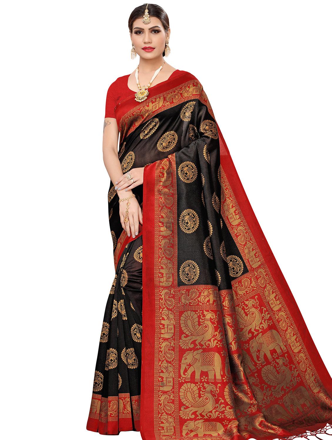 kalamkari printed mysore silk saree with blouse - 16410053 -  Zoom Image - 0