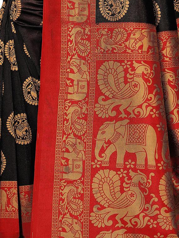 kalamkari printed mysore silk saree with blouse - 16410053 - Standard Image - 3