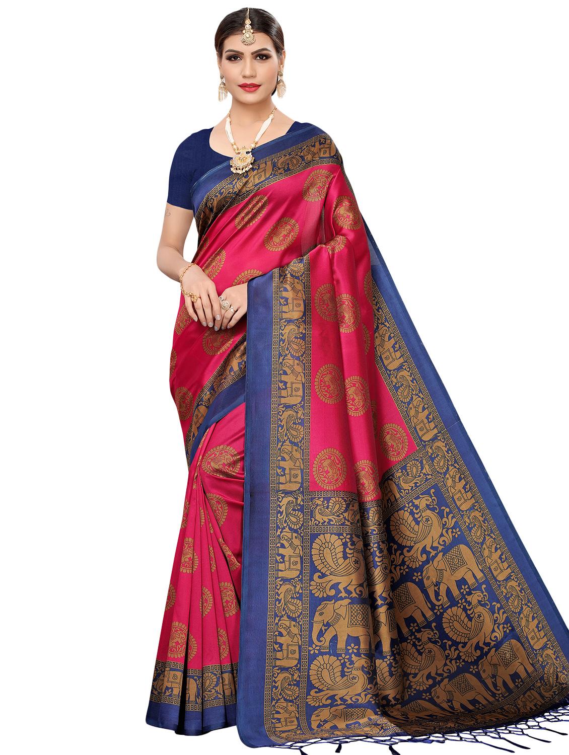 kalamkari printed mysore silk saree with blouse - 16410054 - Zoom Image - 0