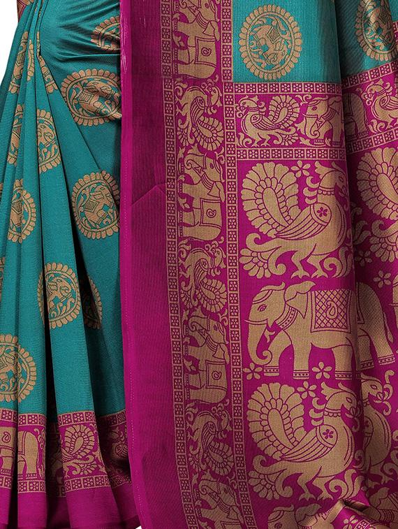 kalamkari printed mysore silk saree with blouse - 16410056 - Standard Image - 3
