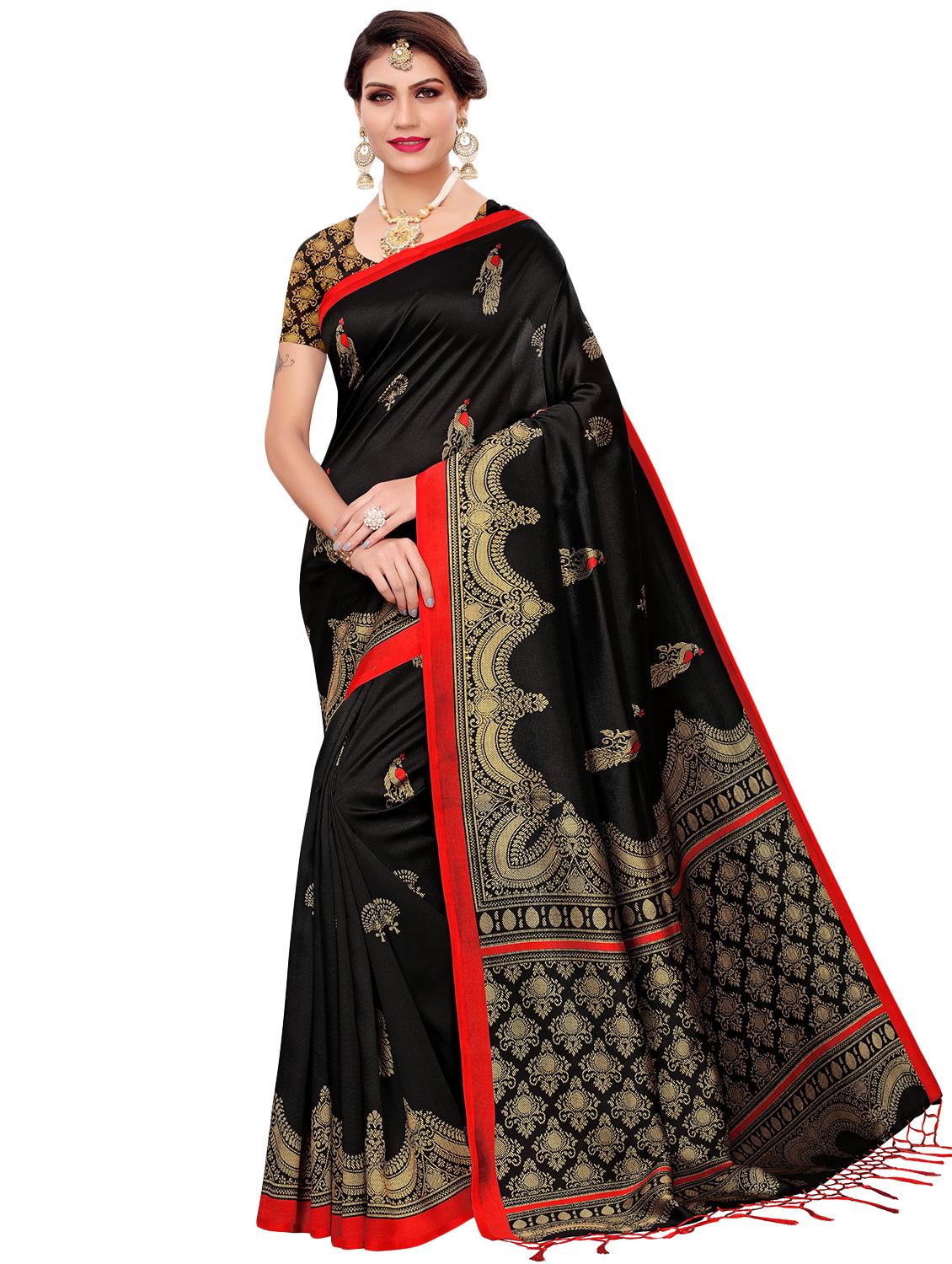 kalamkari printed mysore silk saree with blouse - 16410065 -  Zoom Image - 0