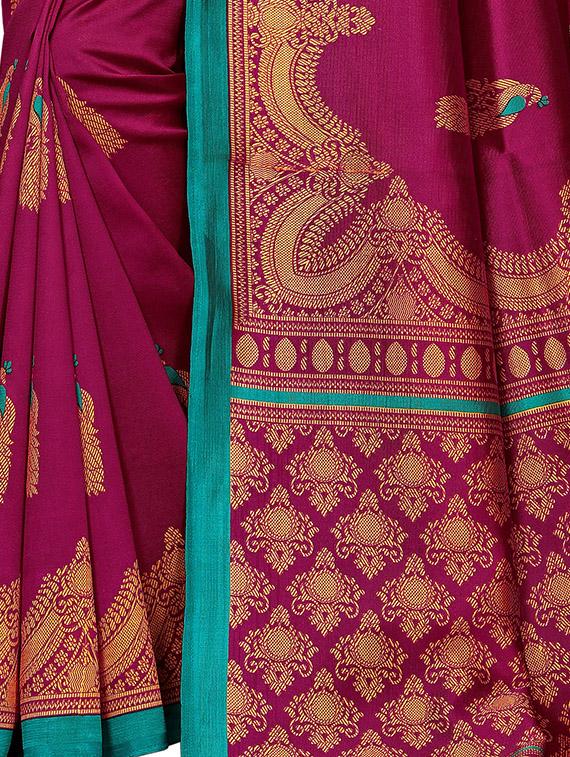 kalamkari printed mysore silk saree with blouse - 16410066 - Standard Image - 3