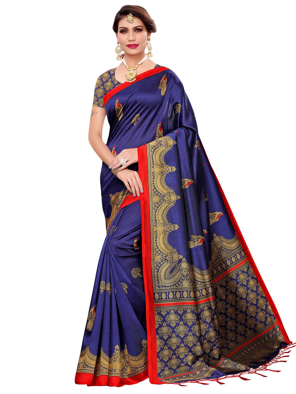 kalamkari printed mysore silk saree with blouse - 16410070 -  Zoom Image - 0