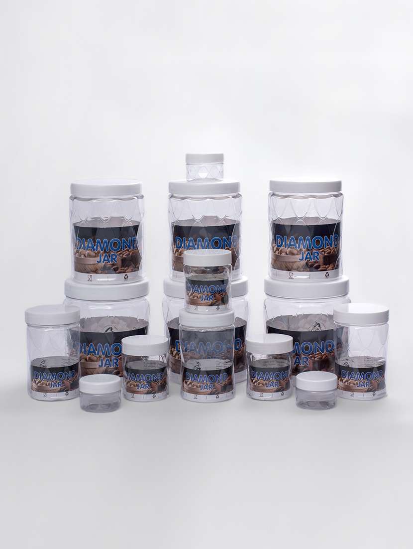 g-pet diamonds jars plastic container white cap (set of 15)1800ml *3, 1200ml *3, 450ml *3, 200ml *3, 50ml *3 - 16416875 - Zoom Image - 0