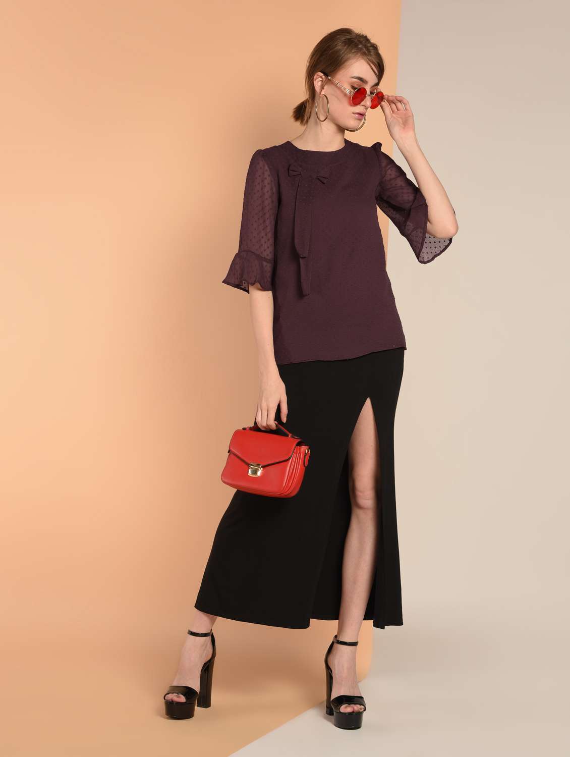 bow detail dobby top 