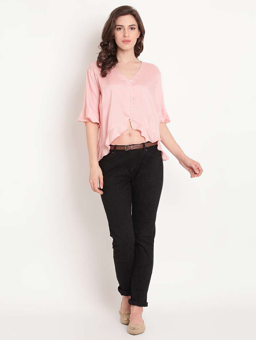 women's ruffle v neck top - 16420370 -  Standard Image - 3