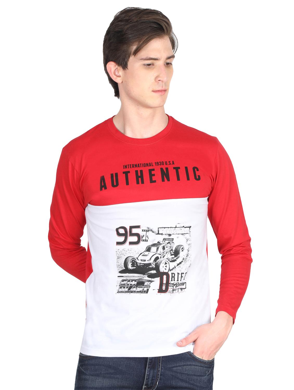 red cut & sew typographic front print t-shirt - 16421368 - Zoom Image - 0