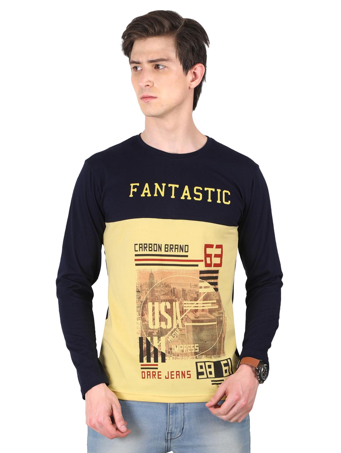 yellow cut & sew typographic front print t-shirt - 16421369 - Zoom Image - 0