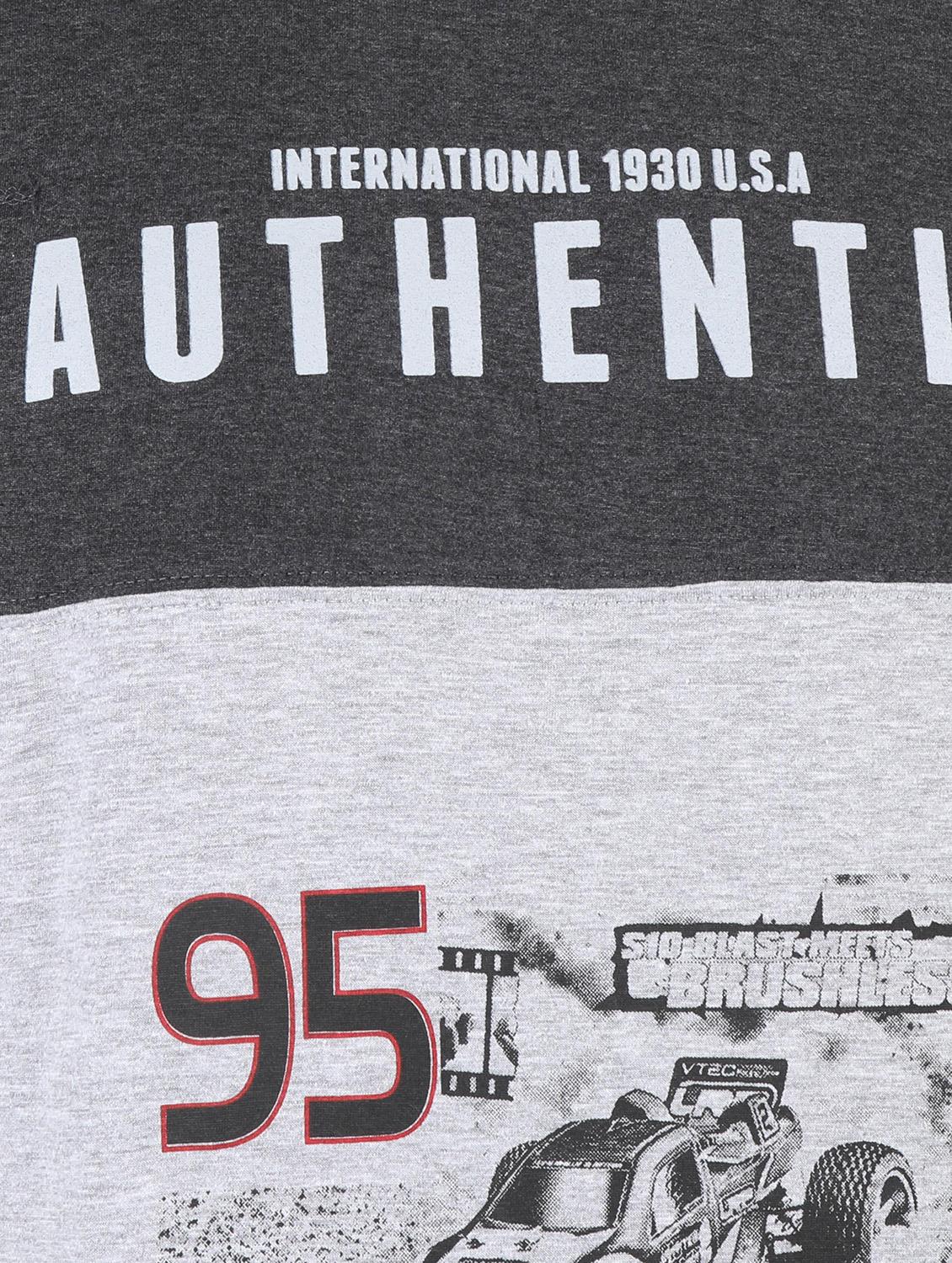 grey cut & sew typographic front print t-shirt - 16421370 - Standard Image - 3