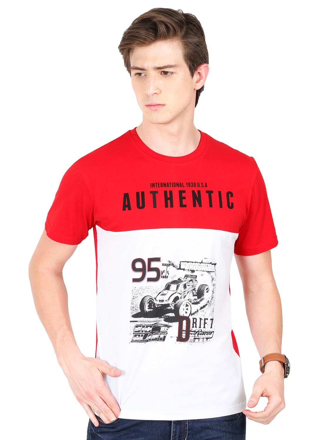red cut & sew typographic front print t-shirt - 16421469 - Zoom Image - 0