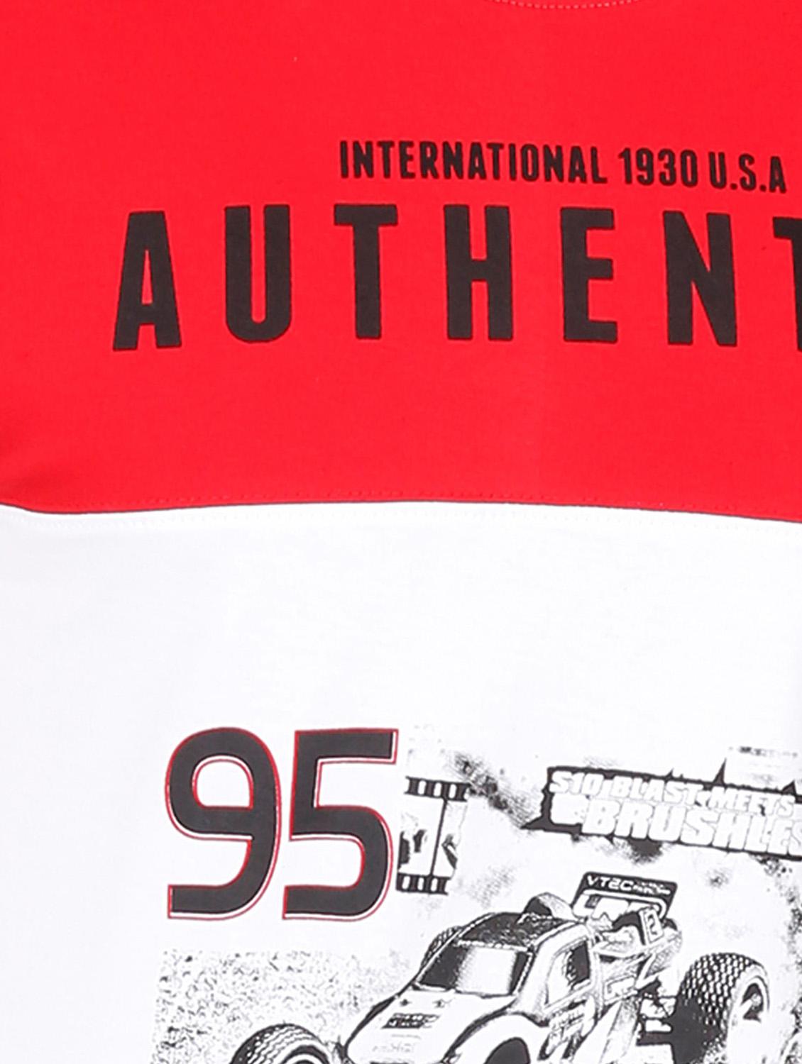 red cut & sew typographic front print t-shirt - 16421469 - Standard Image - 3