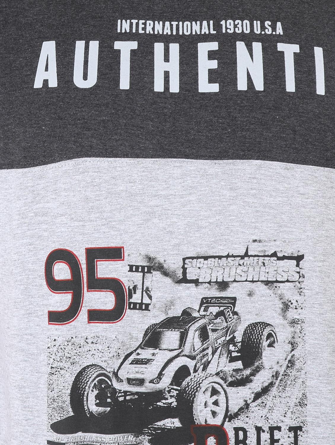 grey cut & sew typographic front print t-shirt - 16421471 - Standard Image - 3