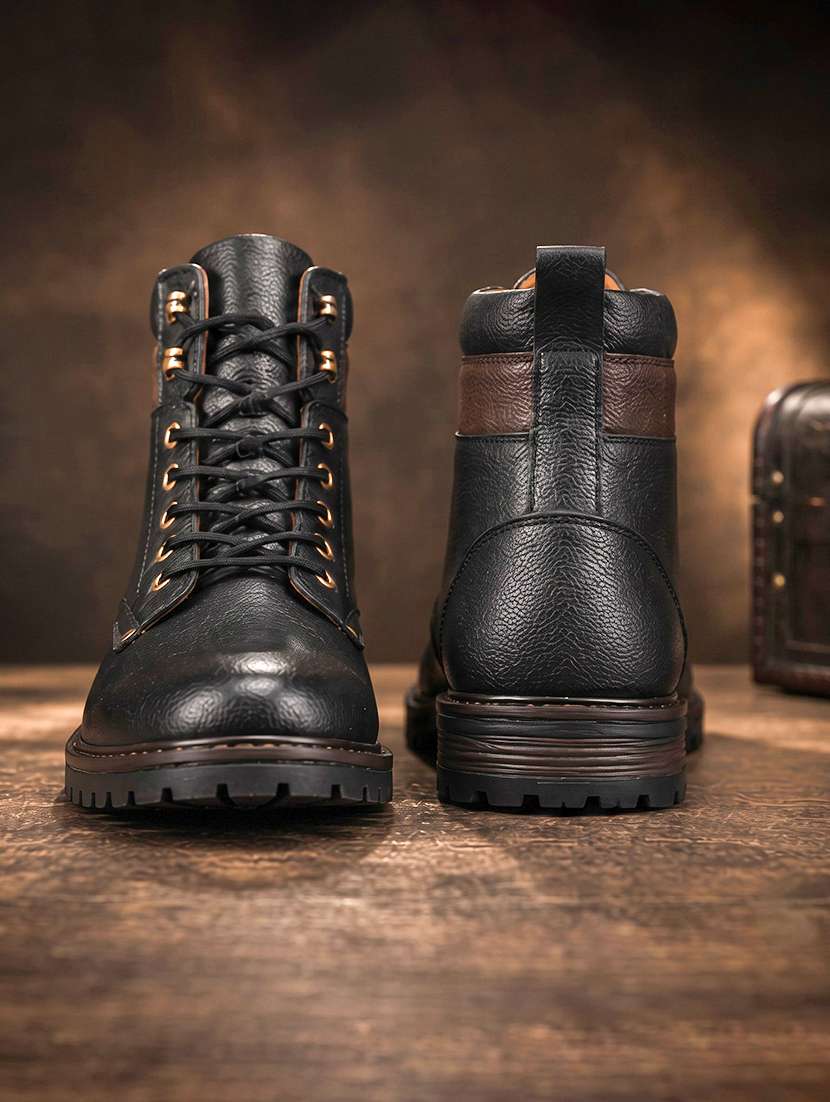 woakers black leatherette high ankle boots - 16421801 -  Standard Image - 3