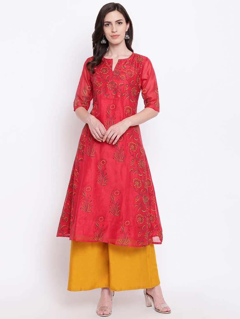 block printed a-line kurta