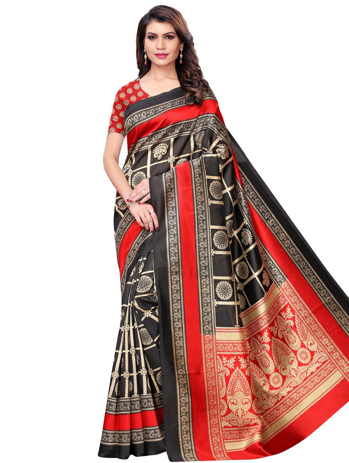 floral mysore silk saree with blouse - 16422146 - Zoom Image - 0