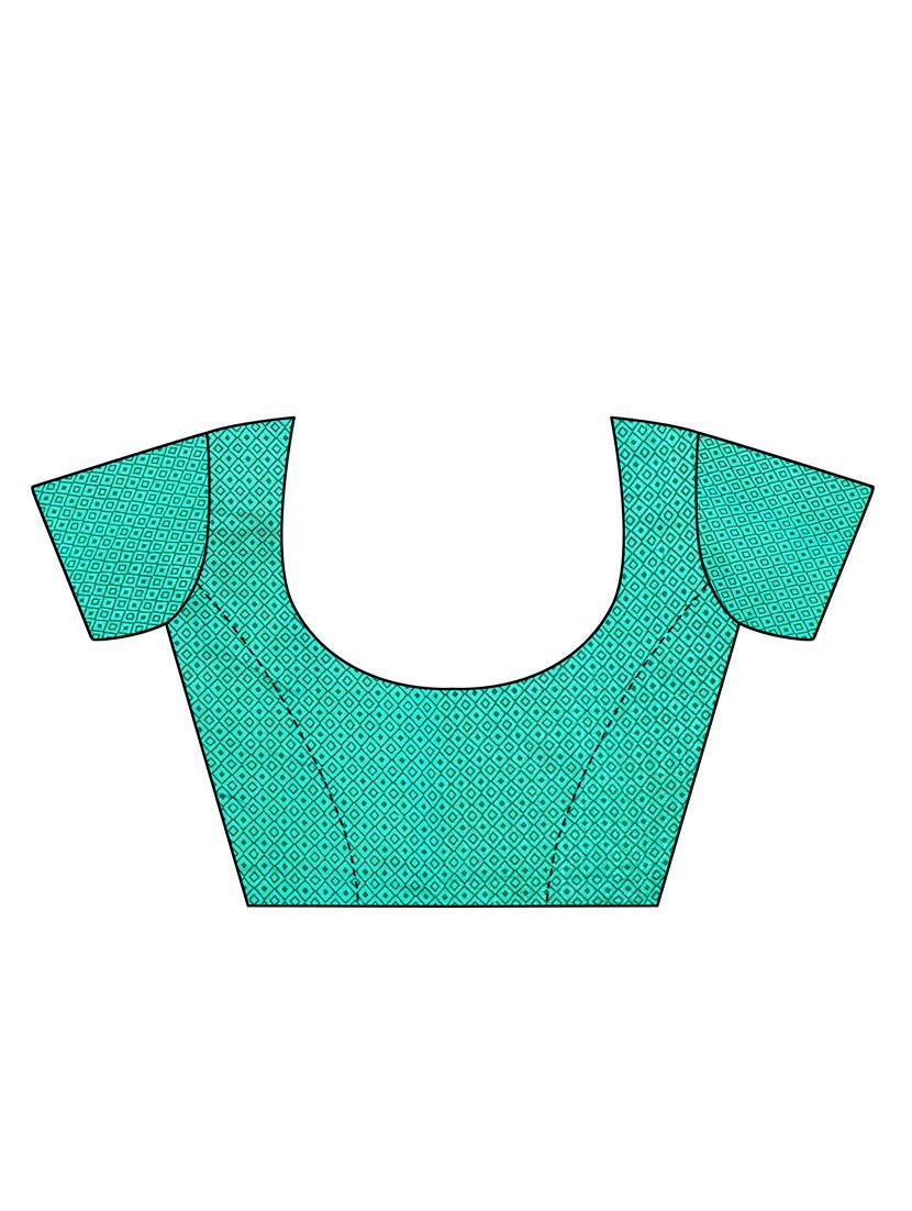 turquoise silk blend mysore saree with blouse - 16422173 - Standard Image - 3