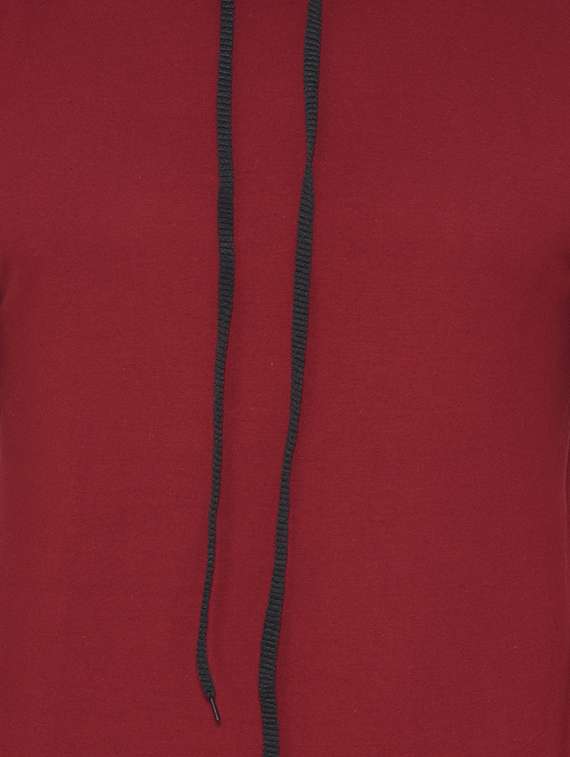maroon solid hooded t-shirt - 16423882 - Standard Image - 3