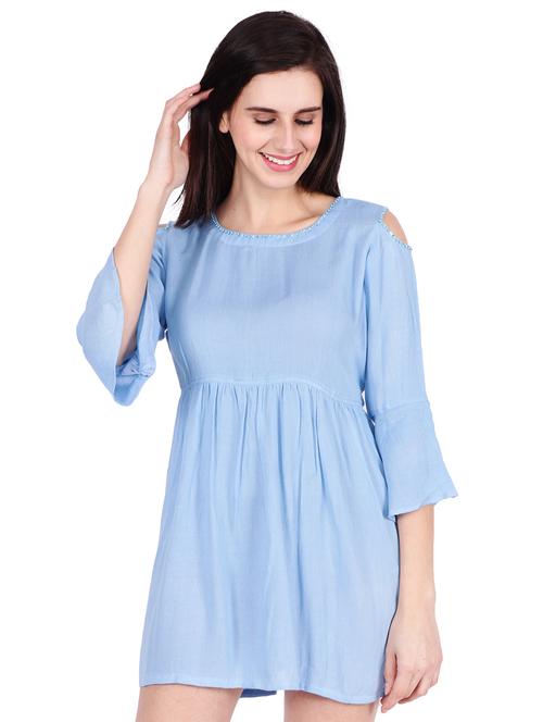 stone embellished cold shoulder shift dress - 16424528 - Standard Image - 0