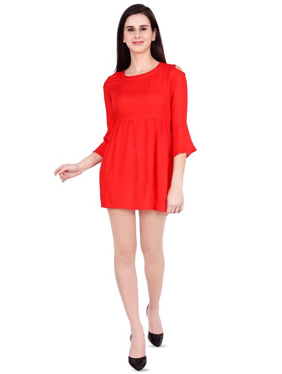 stone embellished cold shoulder shift dress - 16424531 - Standard Image - 3