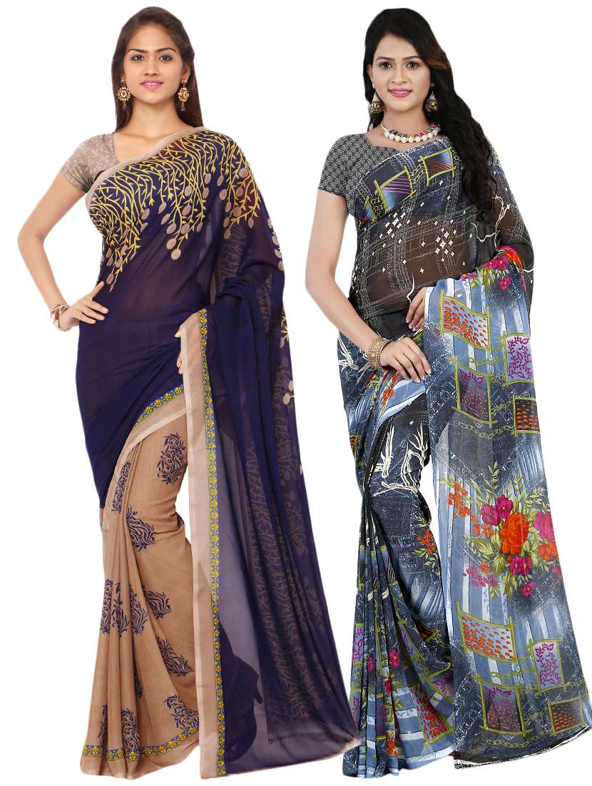 multi colored georgette combos saree with blouse