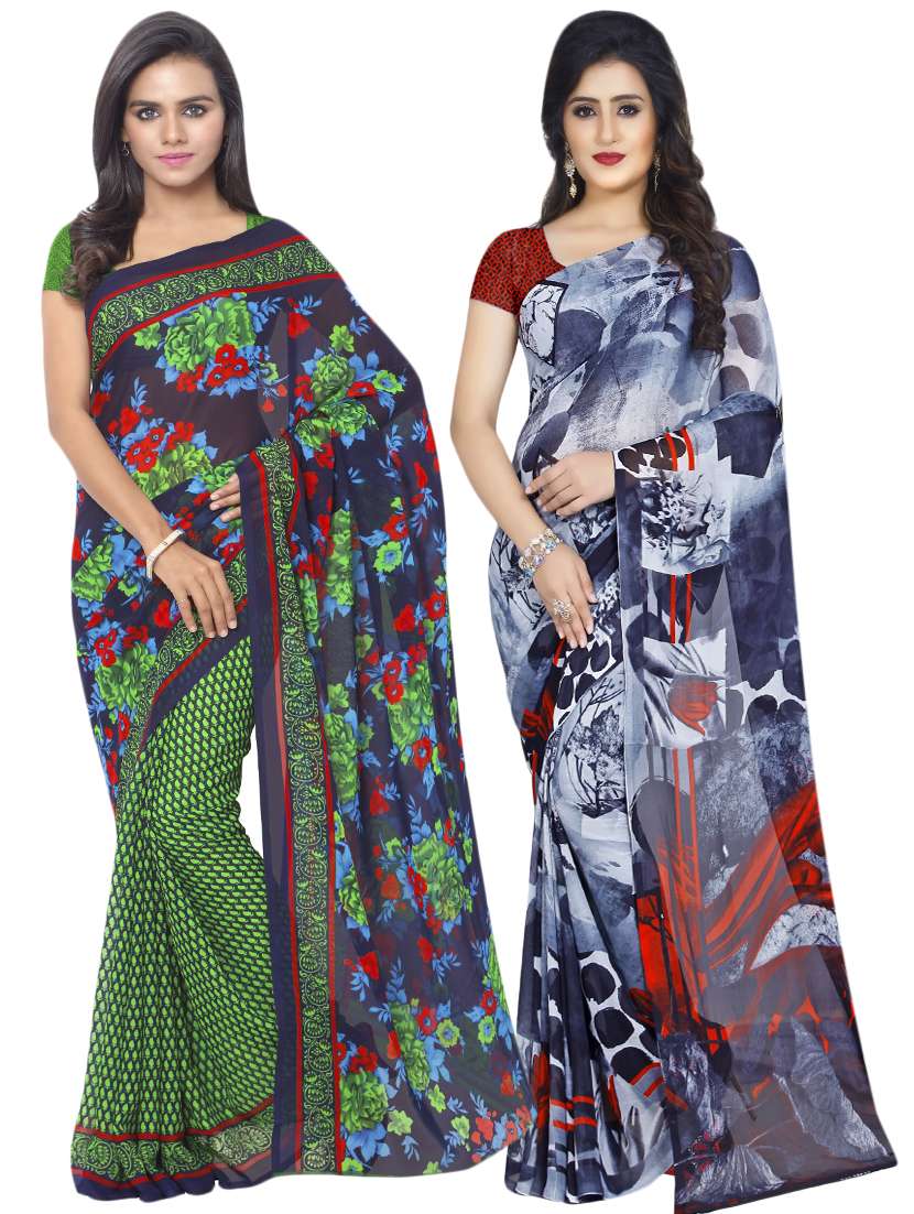 multi colored georgette combos saree with blouse