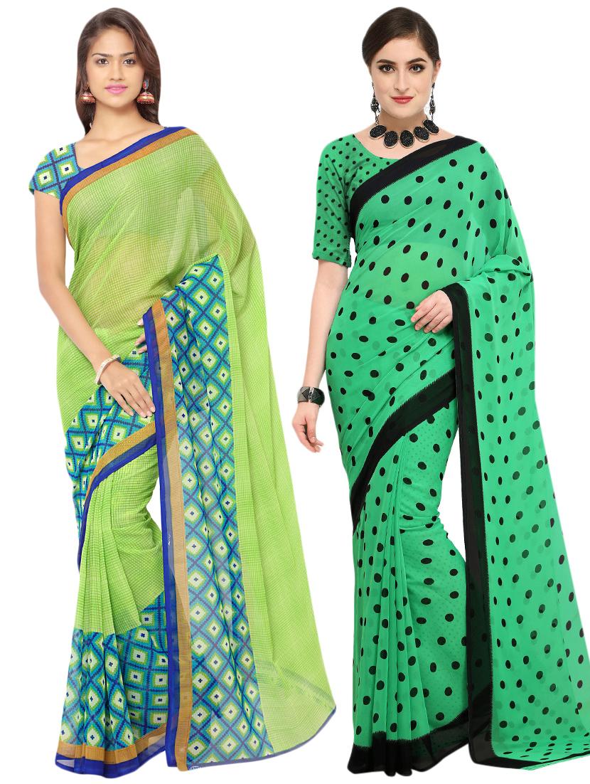 multi colored georgette combos saree with blouse - 16426184 - Zoom Image - 0